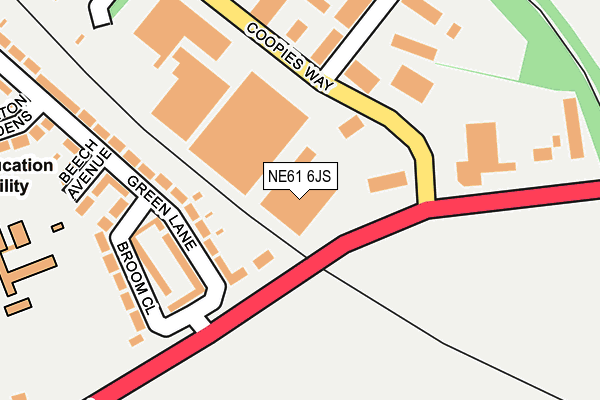 NE61 6JS map - OS OpenMap – Local (Ordnance Survey)