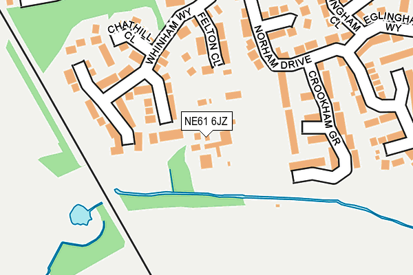 NE61 6JZ map - OS OpenMap – Local (Ordnance Survey)