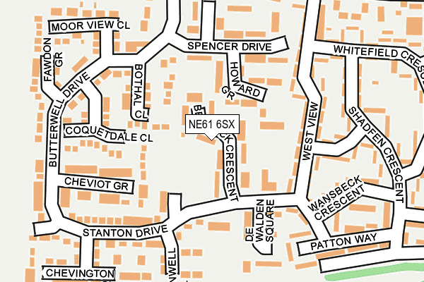 NE61 6SX map - OS OpenMap – Local (Ordnance Survey)
