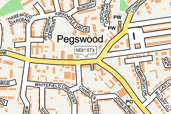 NE61 6TX map - OS OpenMap – Local (Ordnance Survey)