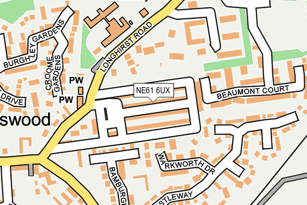 NE61 6UX map - OS OpenMap – Local (Ordnance Survey)