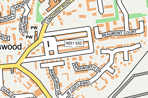 NE61 6XD map - OS OpenMap – Local (Ordnance Survey)