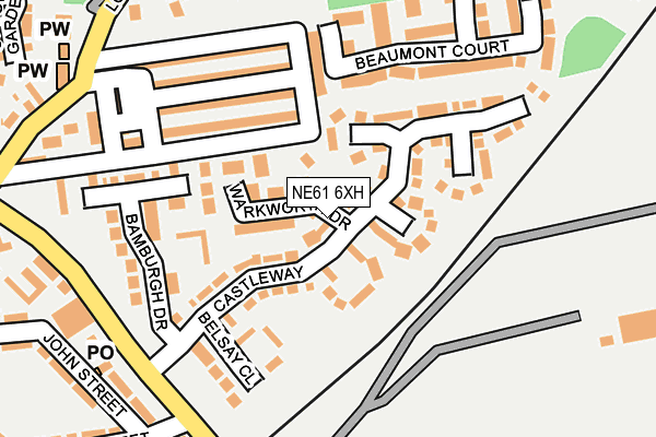 NE61 6XH map - OS OpenMap – Local (Ordnance Survey)