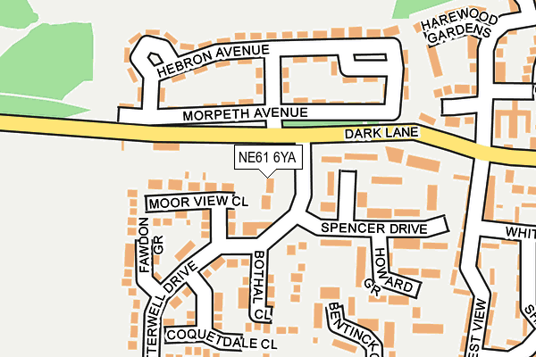 NE61 6YA map - OS OpenMap – Local (Ordnance Survey)