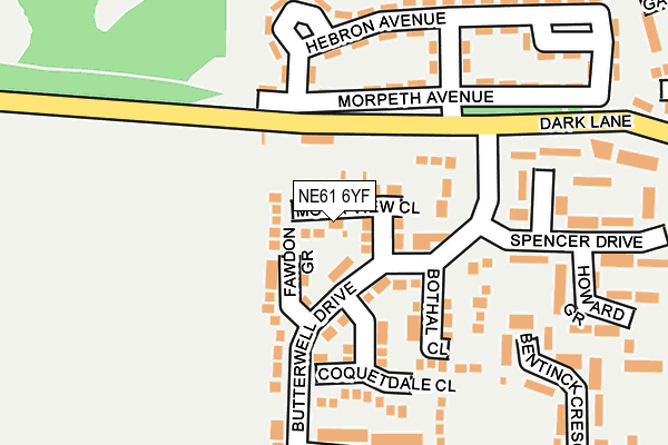 NE61 6YF map - OS OpenMap – Local (Ordnance Survey)
