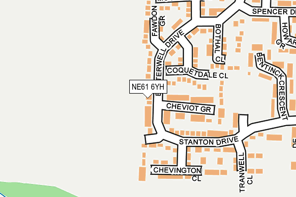 NE61 6YH map - OS OpenMap – Local (Ordnance Survey)
