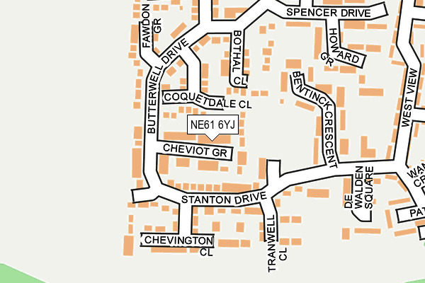 NE61 6YJ map - OS OpenMap – Local (Ordnance Survey)
