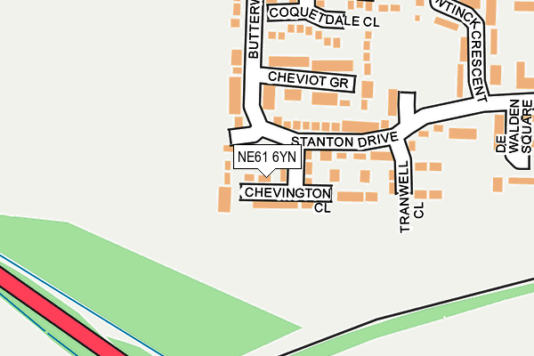 NE61 6YN map - OS OpenMap – Local (Ordnance Survey)