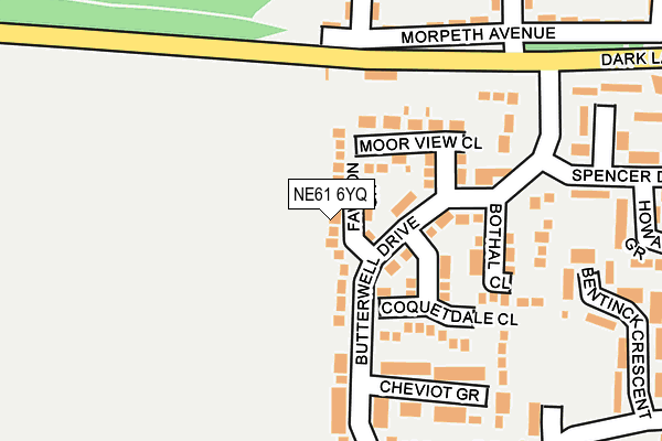 NE61 6YQ map - OS OpenMap – Local (Ordnance Survey)