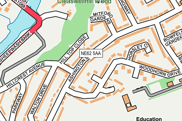 NE62 5AA map - OS OpenMap – Local (Ordnance Survey)