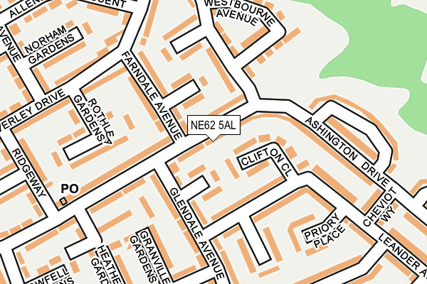 NE62 5AL map - OS OpenMap – Local (Ordnance Survey)