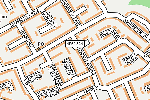 NE62 5AN map - OS OpenMap – Local (Ordnance Survey)