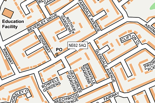 NE62 5AQ map - OS OpenMap – Local (Ordnance Survey)