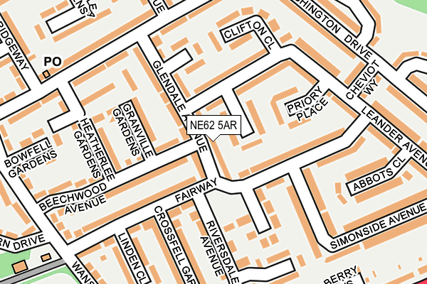 NE62 5AR map - OS OpenMap – Local (Ordnance Survey)