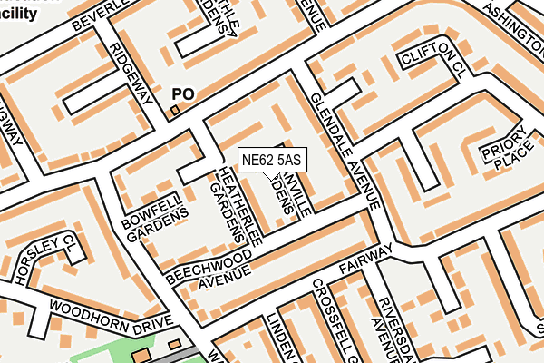 NE62 5AS map - OS OpenMap – Local (Ordnance Survey)