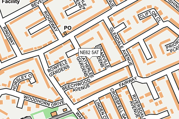 NE62 5AT map - OS OpenMap – Local (Ordnance Survey)