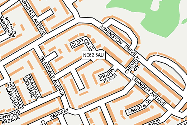 NE62 5AU map - OS OpenMap – Local (Ordnance Survey)