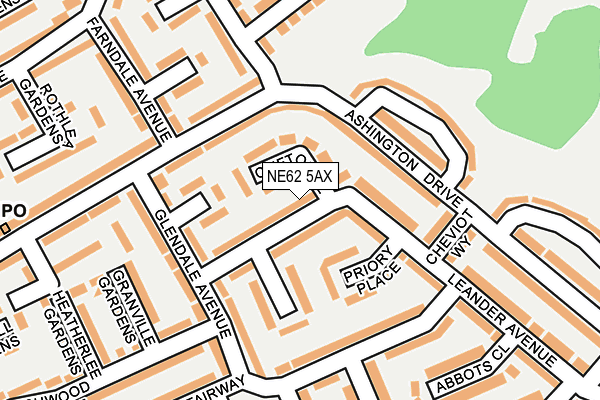 NE62 5AX map - OS OpenMap – Local (Ordnance Survey)
