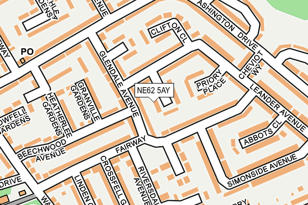 NE62 5AY map - OS OpenMap – Local (Ordnance Survey)