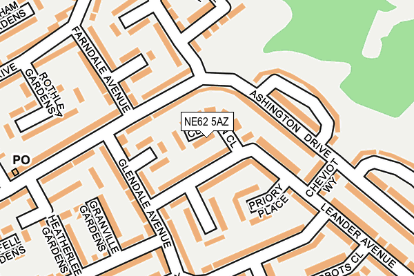 NE62 5AZ map - OS OpenMap – Local (Ordnance Survey)
