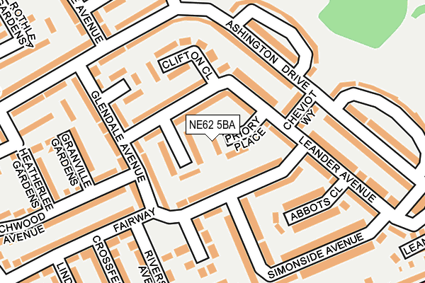 NE62 5BA map - OS OpenMap – Local (Ordnance Survey)