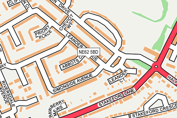 NE62 5BD map - OS OpenMap – Local (Ordnance Survey)