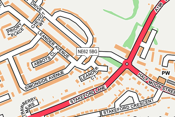 NE62 5BG map - OS OpenMap – Local (Ordnance Survey)