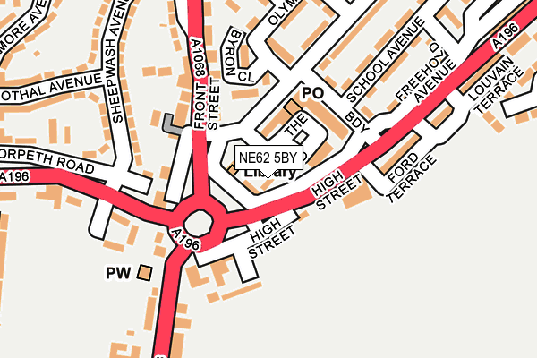 NE62 5BY map - OS OpenMap – Local (Ordnance Survey)