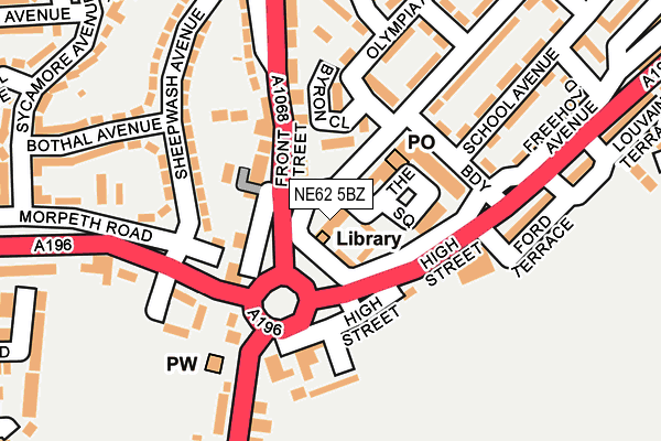 NE62 5BZ map - OS OpenMap – Local (Ordnance Survey)