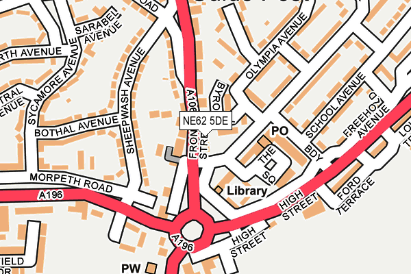 NE62 5DE map - OS OpenMap – Local (Ordnance Survey)