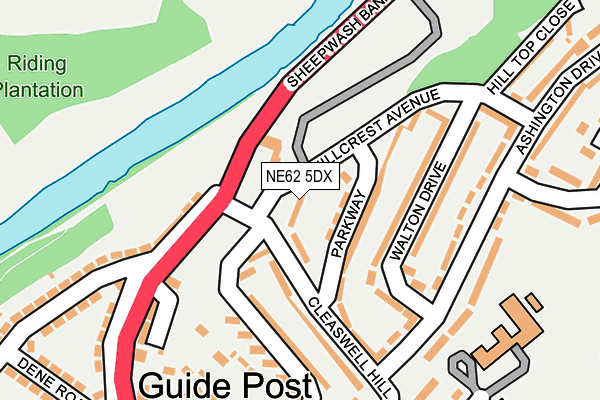 NE62 5DX map - OS OpenMap – Local (Ordnance Survey)