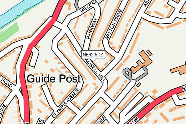 NE62 5DZ map - OS OpenMap – Local (Ordnance Survey)