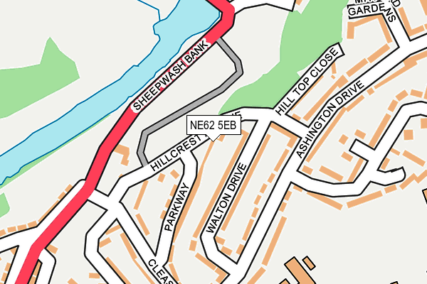NE62 5EB map - OS OpenMap – Local (Ordnance Survey)