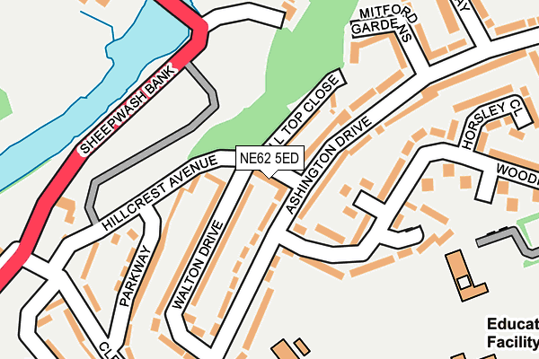 NE62 5ED map - OS OpenMap – Local (Ordnance Survey)
