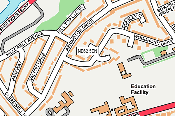 NE62 5EN map - OS OpenMap – Local (Ordnance Survey)