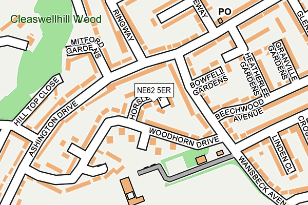 NE62 5ER map - OS OpenMap – Local (Ordnance Survey)