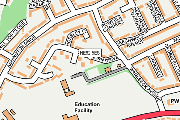NE62 5ES map - OS OpenMap – Local (Ordnance Survey)