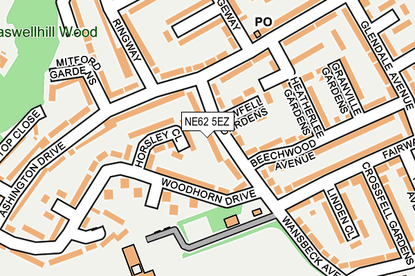 NE62 5EZ map - OS OpenMap – Local (Ordnance Survey)