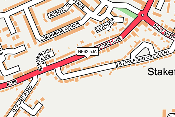 NE62 5JA map - OS OpenMap – Local (Ordnance Survey)