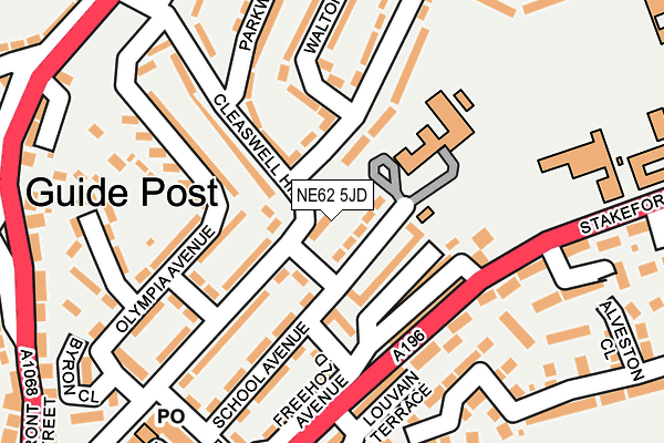 NE62 5JD map - OS OpenMap – Local (Ordnance Survey)
