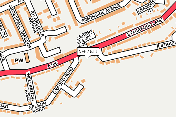 NE62 5JU map - OS OpenMap – Local (Ordnance Survey)