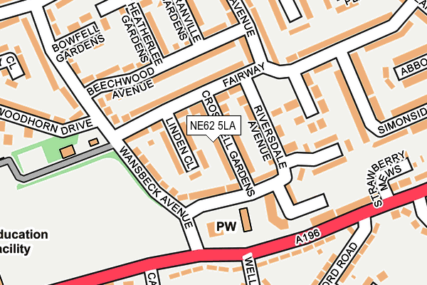 NE62 5LA map - OS OpenMap – Local (Ordnance Survey)