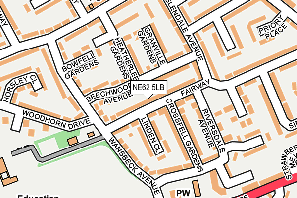NE62 5LB map - OS OpenMap – Local (Ordnance Survey)