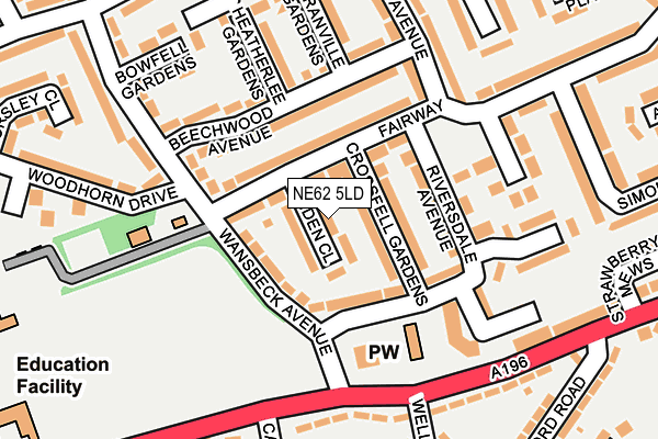 NE62 5LD map - OS OpenMap – Local (Ordnance Survey)