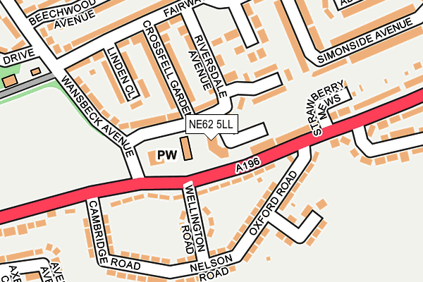 NE62 5LL map - OS OpenMap – Local (Ordnance Survey)