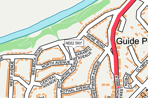 NE62 5NY map - OS OpenMap – Local (Ordnance Survey)