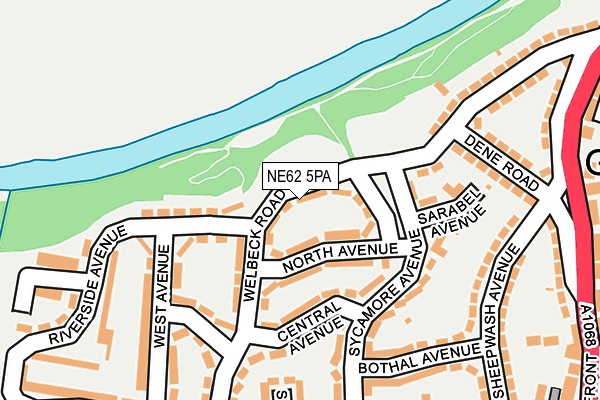 NE62 5PA map - OS OpenMap – Local (Ordnance Survey)