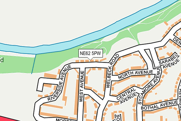 NE62 5PW map - OS OpenMap – Local (Ordnance Survey)