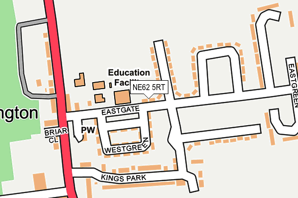 NE62 5RT map - OS OpenMap – Local (Ordnance Survey)
