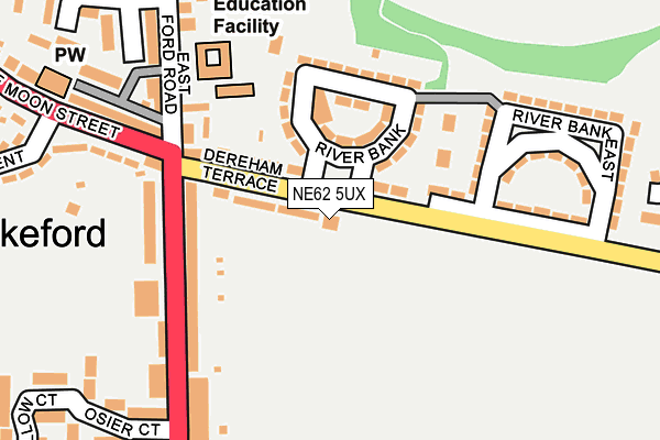 NE62 5UX map - OS OpenMap – Local (Ordnance Survey)